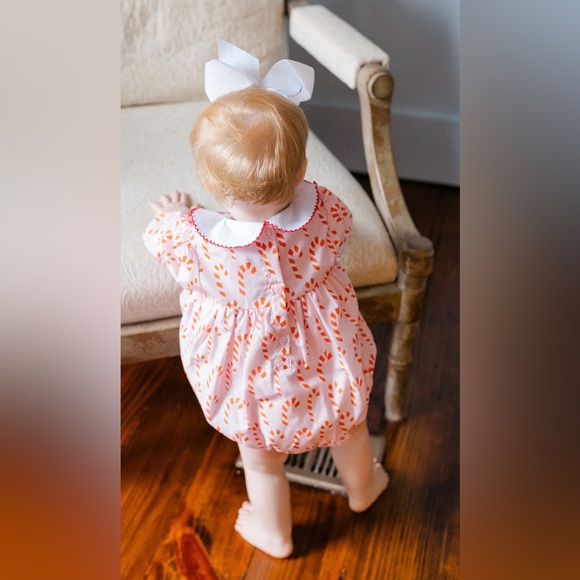 NWOT POPPY KIDS CO SMOCKED CANDY CANE BUBBLE SIZE 2T - Picture 3 of 9